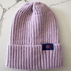 Kids Lilac Knit Beanie with Smiley Patch